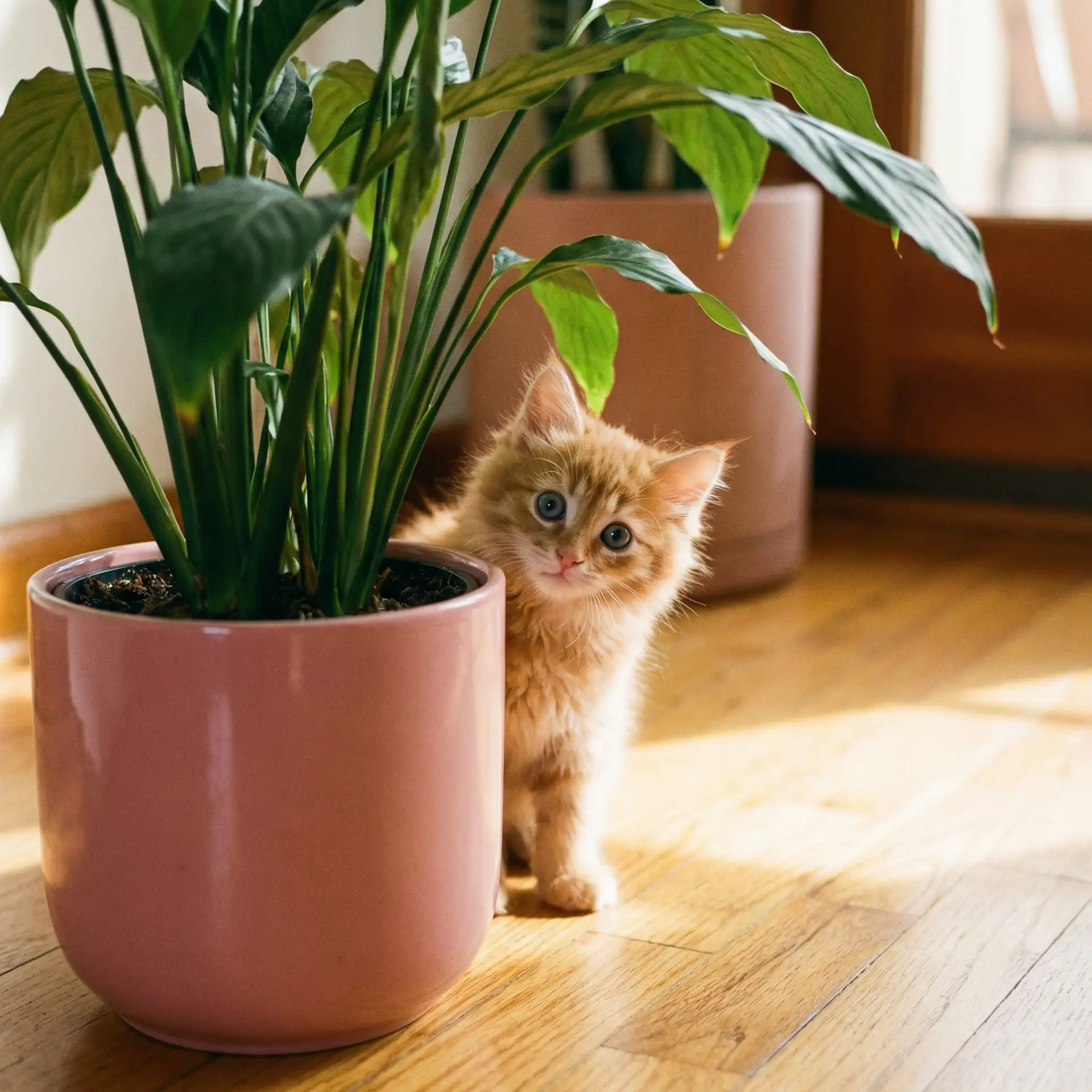 小猫从花盆后探头 - 爱原翼